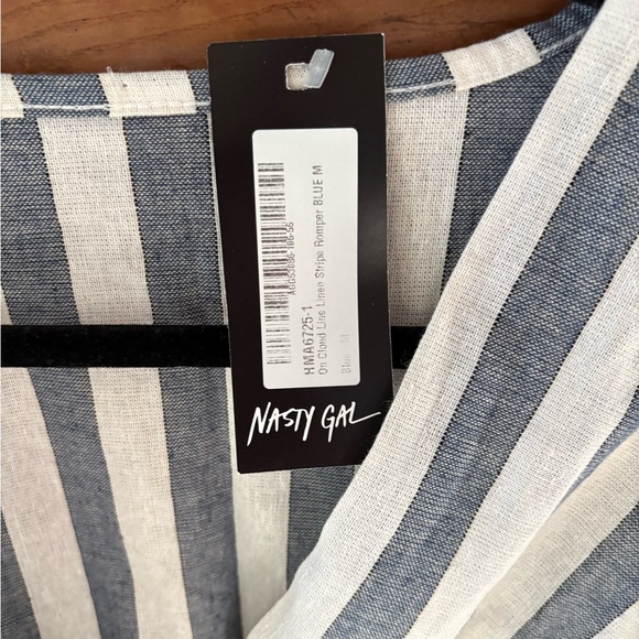 Nasty Gal Blue and White Striped Wrap Romper - Picture 3 of 4